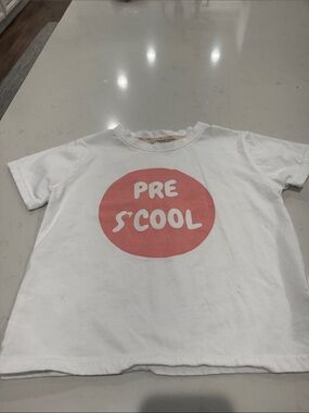 Kids White Short-Sleeve Tee with Pink 'PRE S'COOL' Graphic